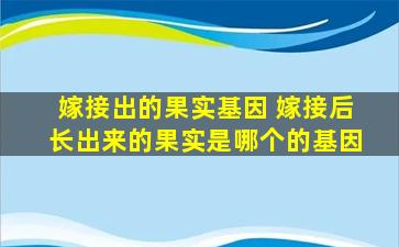 嫁接出的果实基因 嫁接后长出来的果实是哪个的基因